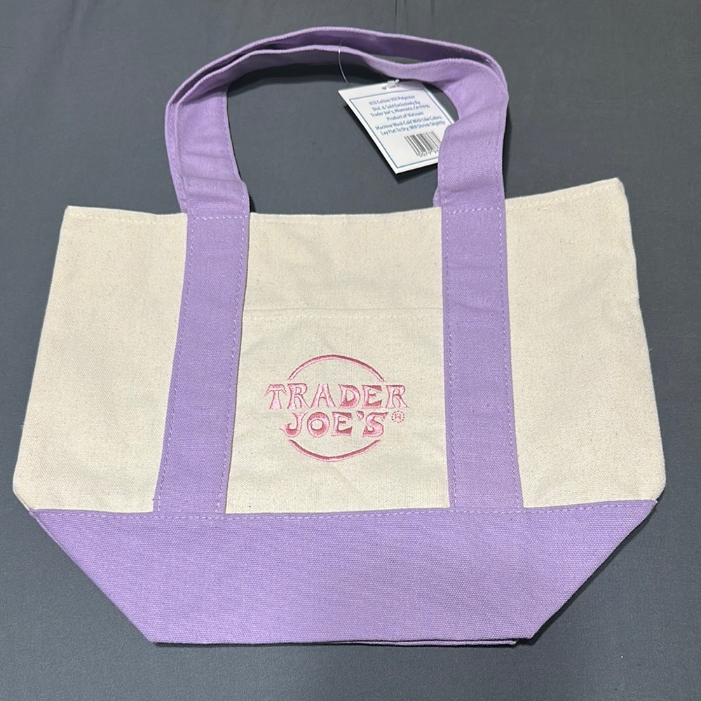 Trader Joe’s mini pastel canvas tote bag lavender